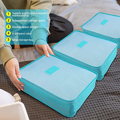 Pack of 8 Packing Cubes, Suitcase Organisation Cubes, with Shoe Bag, Laundry Bag, Travel Organisers, Clothes Bags, for Backpack