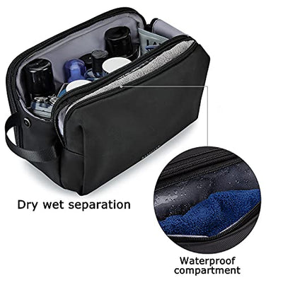 Toiletry Bag, Travel Toiletry Organizer Dopp Kit Water Repellent Shaving Bag for Toiletries Accessories (Large Black)