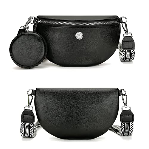 Stylish Fanny Pack Crossbody Bag Wide Strap Handbag Shoulder Bag Small Fanny Pack Modern Bags Vegan Leather Chest Bag With Coin Purse