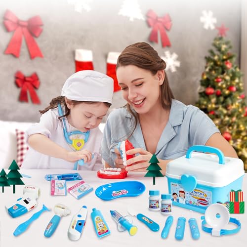 Doctor case kids with accessories stethoscope, syringe, doctor gown, doctor case dentist toys kids, doctor role play