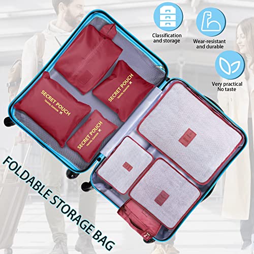 Pack of 8 Packing Cubes, Suitcase Organisation Cubes, with Shoe Bag, Laundry Bag, Travel Organisers, Clothes Bags, for Backpack