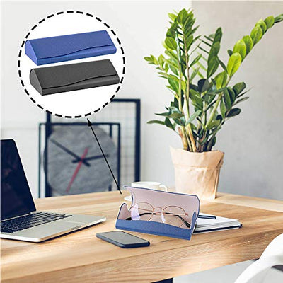 2 Pcs Eyeglass Case Box, Hard Eyeglass Case, Eyeglass Case Glasses, Soft Lining Leather Outer Shell and Magnetic Closure Leather Eyeglass Case