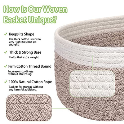 Set of 4 Storage Basket Woven Cotton Rope, Basket Storage Changing Table Organizer