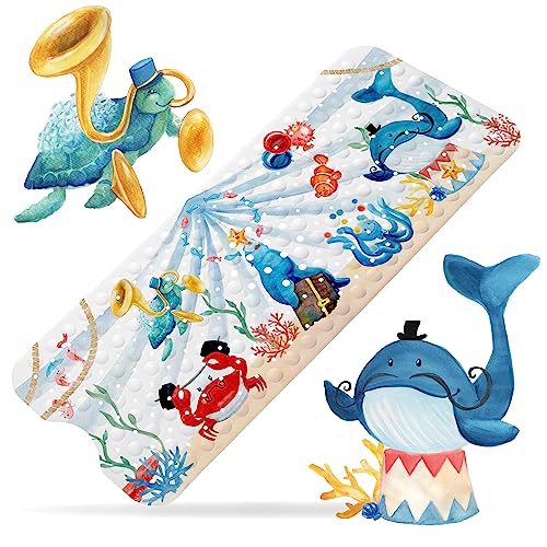 Circus Aquarelli - bath mat for children | premium anti-slip mat bath 100x40cm | lovely watercolor design | shower mat non-slip | tested quality | BPA-free