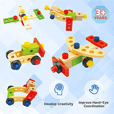 Tool box children wood, tool set wooden tools, DIY cars toys children toys boys girls