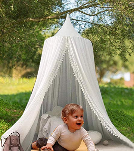 Lace border canopy bed canopy mosquito net, insect screen children princess play tents decoration for kids room mer, height 250cm