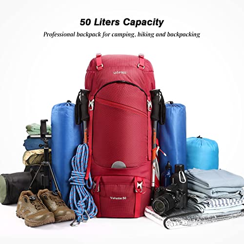 Hiking Backpack 50L, Waterproof Trekking Backpack Travel Backpack Outdoor Hiking Backpack With Rain Cover, Backpacker Backpack For Hiking, Mountaineering, Camping, Travel Sports