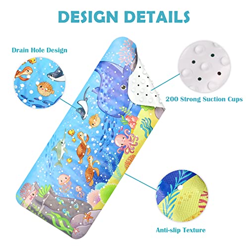 Children's bathtub mat non-slip bathtub, with 200 suction cups, mold resistant, machine washable