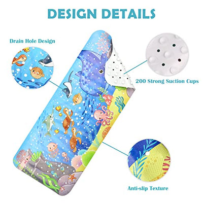 Children's bathtub mat non-slip bathtub, with 200 suction cups, mold resistant, machine washable