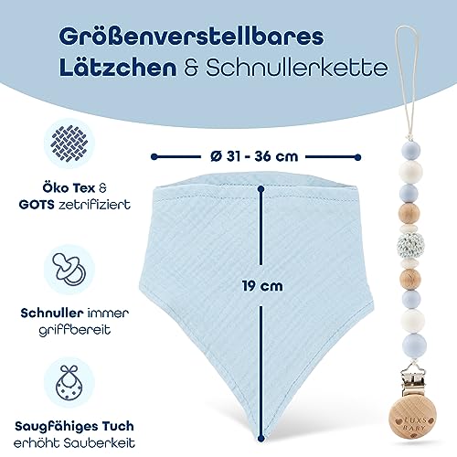 Babygeschenk Junge [6-teilig] für Neugeborene | handgefertigtes Spielzeug, Spucktuch,