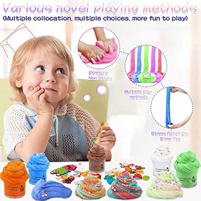 Lot de 35 slimes, beurre super doux, jouets en pâte à modeler pour enfants, mini slimes parfumés pour les fêtes d'enfants.