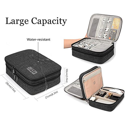 Sac de rangement, étui électronique de voyage, 3 couches, grande capacité, multifonctionnel, étanche, résistant aux chocs, pour câbles, iPad, chargeur, téléphone portable, disques durs, Powerbank