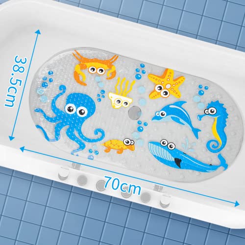 non-slip children's bath mat, sea animal picture bath mat with suction cups, children's bath mat