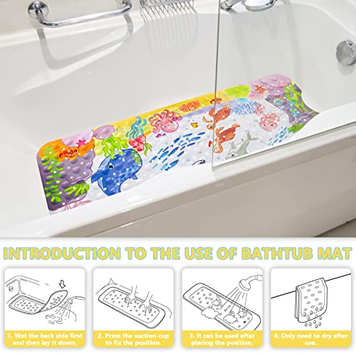 Bath Mat for Children Bath Mat Turtle and Shower Mat Non-Slip Bath Mat with Suction Cups Non-Slip BPA Free Cartoon Bath Mat for Bathtubs