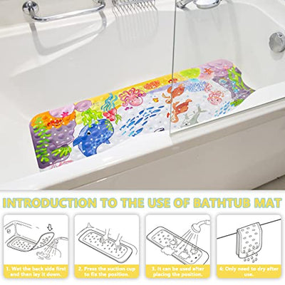 Bath Mat for Children Bath Mat Turtle and Shower Mat Non-Slip Bath Mat with Suction Cups Non-Slip BPA Free Cartoon Bath Mat for Bathtubs