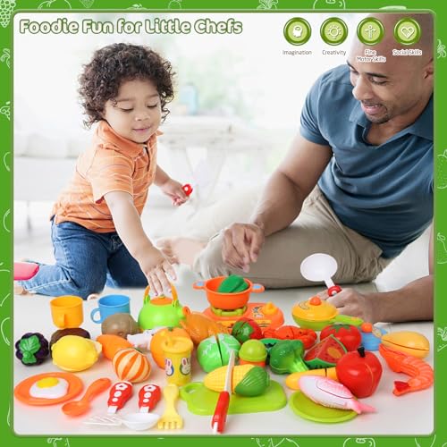 Jouets de cuisine pour enfants à partir de 3 ans, accessoires de cuisine pour enfants, coupe de fruits et légumes, jouets alimentaires pour garçons à partir de 3 ans, jeux de rôle 