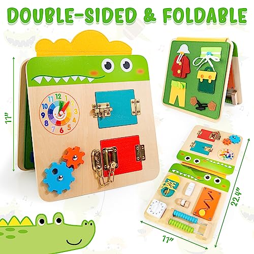 19 in 1 Wooden Busy Board for Kids, Toys from 3 Years, Activity Sensory Board Multifunctional Preschool Learning Toys