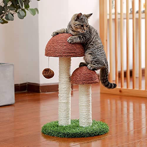 Cat Scratching Post, Mushroom Scratching Post for Kittens and Small Cats, Natural Sisal Rope to Satisfy Cats Claw Instincts