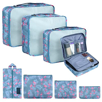 Pack of 8 Packing Cubes, Suitcase Organisation Cubes, with Shoe Bag, Laundry Bag, Travel Organisers, Clothes Bags, for Backpack