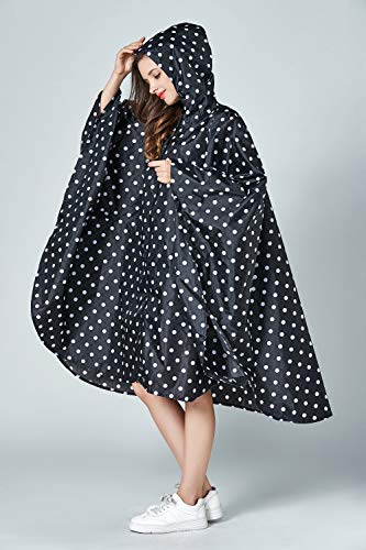 Rain poncho stylish waterproof raincoat with hood zipper