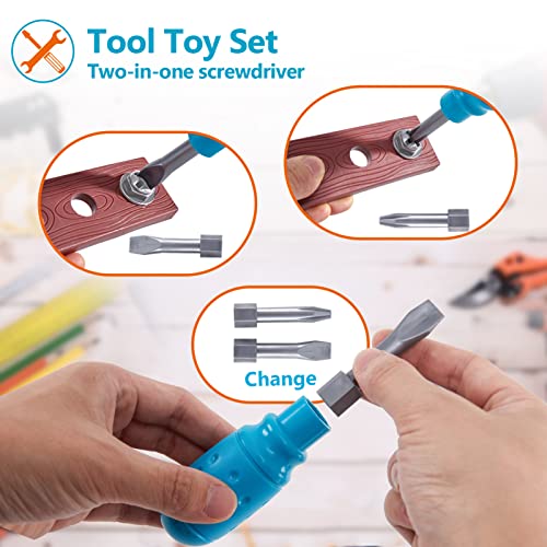 Kids tool set, tool box kids, incl. drill, screwdriver toys and tool accessories, craftsman kids toys