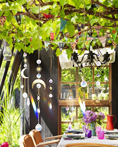 6 Piece Suncatcher Crystal Window Hanging Wind Chimes Rainbow