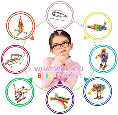 Straws and connectors building toy 480 pieces straws and connectors set - straw constructor puzzle game