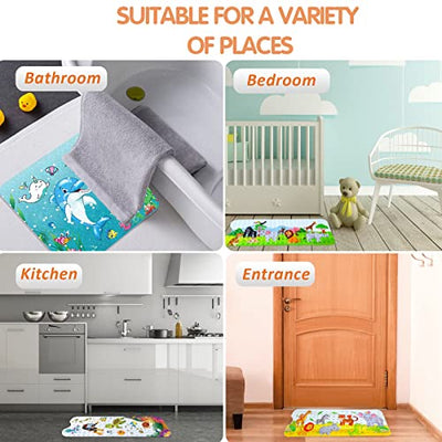 Bath Mat for Kids Cartoon Anti Slip Baby Bath Mat Extra Long Anti Slip with Suction Cups Drain Holes