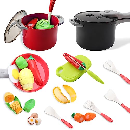 41pcs Kitchen Toy Set, Kids Role Play Kitchen Pretend Toy, Cookware Cooking Utensils Pan Toy Kit, Kitchen Accessories Cooking Pots and Pans