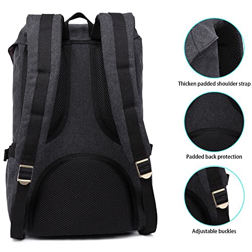 Vintage backpack nice cotton daypack with laptop compartment for 14 inch notebook for school, university