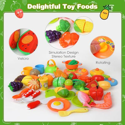 Jouets de cuisine pour enfants à partir de 3 ans, accessoires de cuisine pour enfants, coupe de fruits et légumes, jouets alimentaires pour garçons à partir de 3 ans, jeux de rôle 