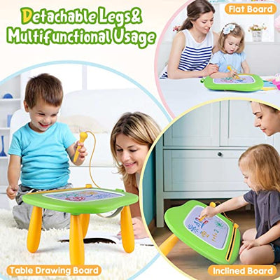 Children Toys from 1 Year, Magnetic Painting Board Magic Board Colorful Drawing Board Magnetic Board with 4 Legs for Kids Toys (Green)