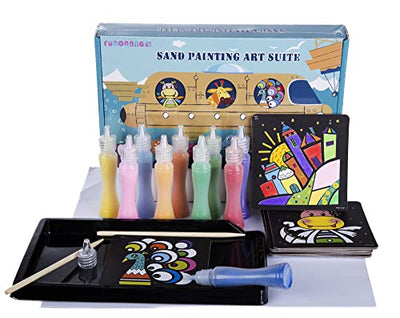 Packs de cartes de peinture sur sable, Kit de coloriage artistique pour enfants, bricolage en papier, avec 10 bouteilles de sable à colorier