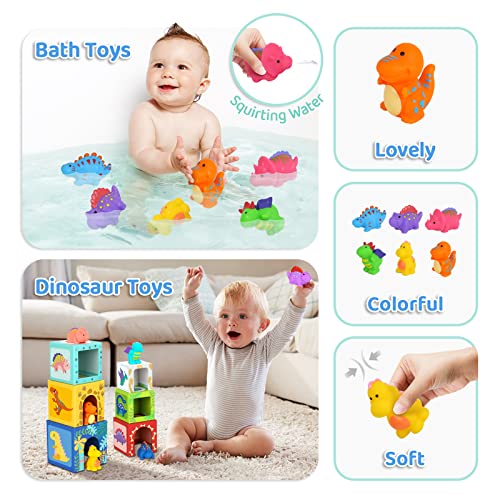 Cubes empilables pour bébé et tour empilable, jouets dinosaures pour enfants