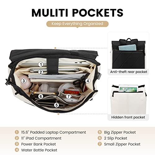 Work Backpack Teacher Bag, 15.6 Inch Work Bag with USB Charging Port & Laptop Compartment, Anti Theft Backpack Handbags