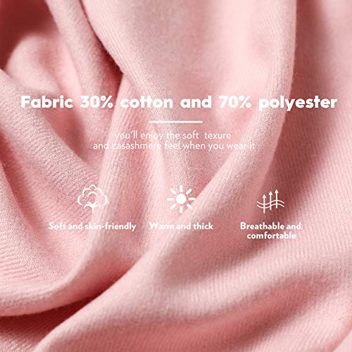 Scarf Warm Winter Autumn Plain Cotton with Tassels/Fringes, 40+ Colors Solid & Plaid Pashmina xl Scarves Pink Pink