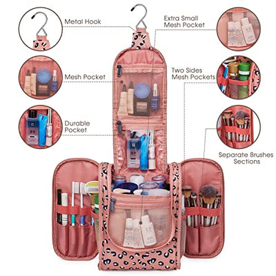 Travel toiletry bag for hanging.