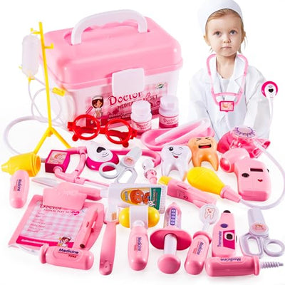 Doctor Suitcase Girls Toy 3+ Years Gift Ideas, Doctor Suitcase Kids Doctor Coat Child Doctor Set Role Play Kids Toy Gifts Toys 4 5 6 Years Toddlers and Up