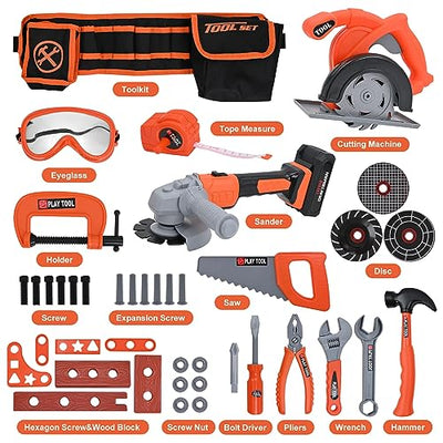 Toddler Tool Set with Children's Tool Belt, Children's Toy with Circular Saw & Angle Grinder, Tool Set Construction Set Game Tools