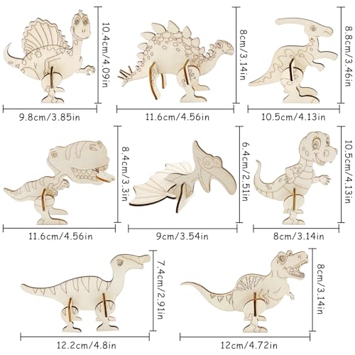 Dinosaurier-Bastelset aus Holz, 218-teiliges Dinosaurier-Bastelset für Kinder, Dinosaurier zum Bemalen