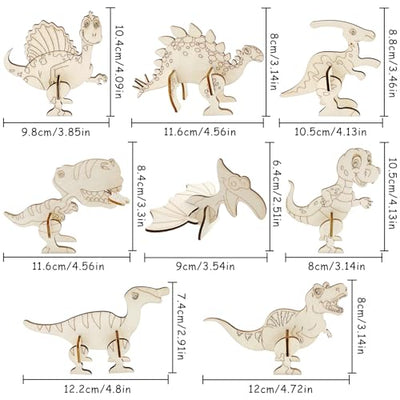 Set de bricolage dinosaures en bois, 218 pièces de bricolage dinosaures pour enfants, dinosaures à peindre