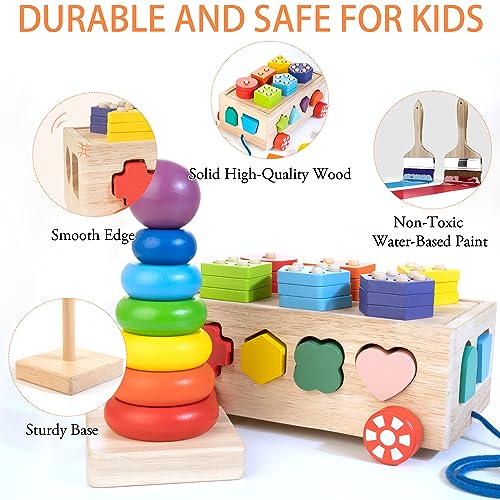 Wooden stacking toy for toddlers from 12 months old