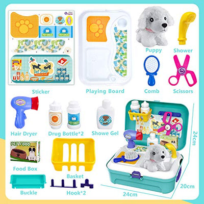 Vet case dog doctor case kids girl 3 years old gift ideas, vet playset dog salon toy gift kids toys from 4 5 6 year olds