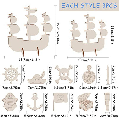 Wooden pirate ship craft set, creative art craft supplies, sailing ship to paint