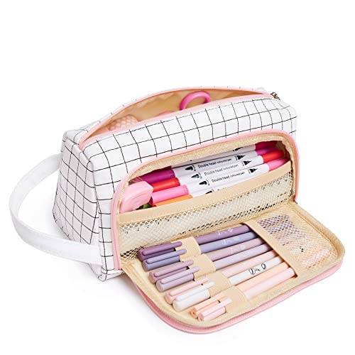 Pencil case, pencil case large capacity 2 compartment pencil cases unisex pencil case pencil pouch pencil case school supplies pencil case with carry handle for school office