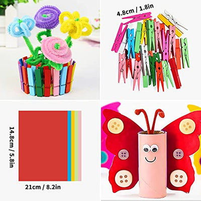 Craft Set Kids 1300+ Pieces DIY Craft Decorations Crafting To Decorate Craft Supplies With Pipe Cleaners Colorful, Pompoms, Googly Eyes, Feathers Crafting