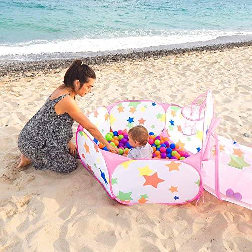 3-Piece Children's Play Tent Tunnel Playground Pop-up Playhouse Kids Tent with Crawl Tunnel and 2 Basketball Basket