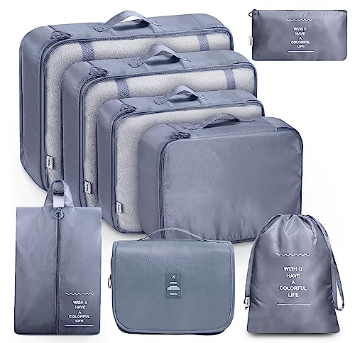 8-Piece Packing Cubes, Clothes Bags, Suitcase Organiser for Holidays and Travel, Packing Cube Set, Travel Cube, Organiser System for Suitcases