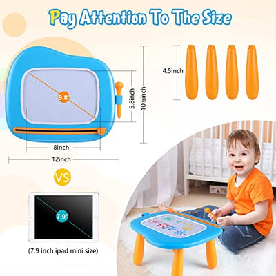 Children Toys from 1 Year, Magnetic Painting Board Magic Board Colorful Drawing Board Magnetic Board with 4 Legs for Kids Boy Toy (Blue)