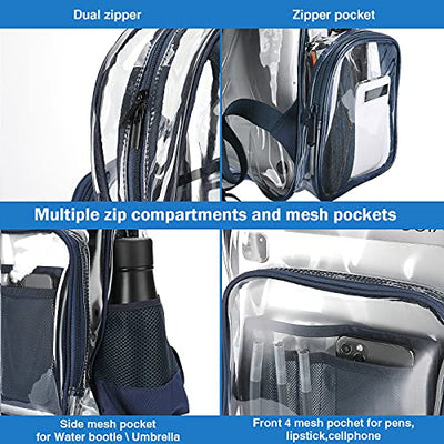 Clear Backpack Plastic School Backpack School Bag, Transparent Waterproof Clear Durable PVC Book Bag Clear Backpack for School Theater and Work